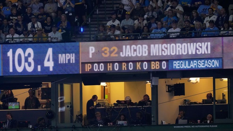 Brewers' Jacob Misiorowski sets World Series velocity record on his first pitch — Fox 11 Green Bay Sports, San Francisco Sports news